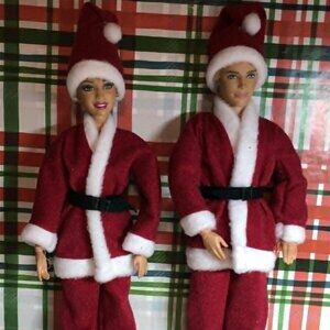 Share Barbie & Ken TWO Christmas Red Santa Suits Santa Clause Outfits Jacket Pan